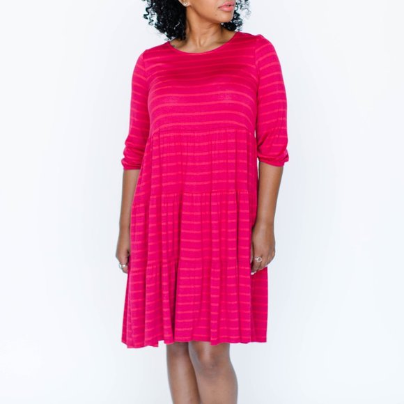 Pink & Fuchsia Strip Krafft Dress - Agnes & Dora - Picture 1 of 2